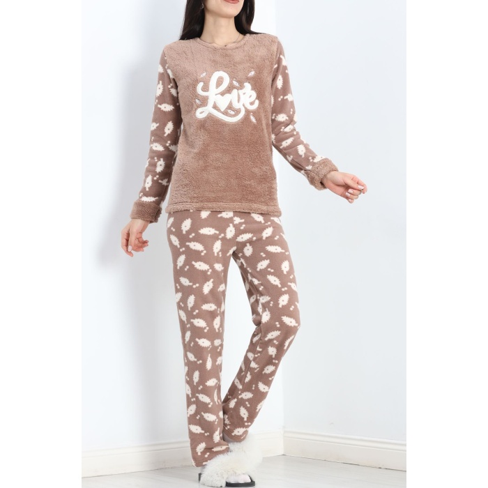 Polar Pijama Takımı Sütlükahve1