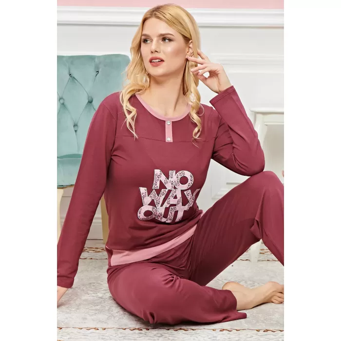 Bayan Uzun Kollu Pijama Takımı Model no 7609