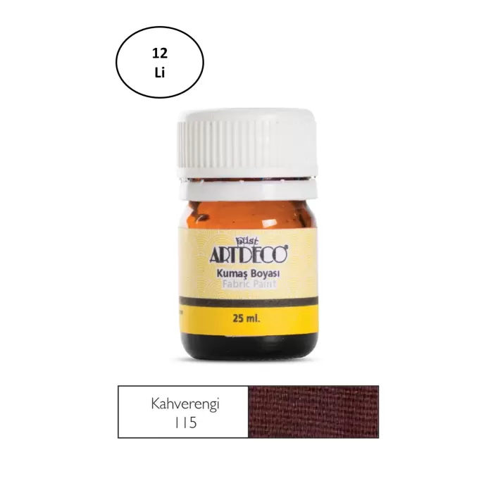 Artdeco Kumaş Boyası 25ml 10 A-115 Kahverengi 12li