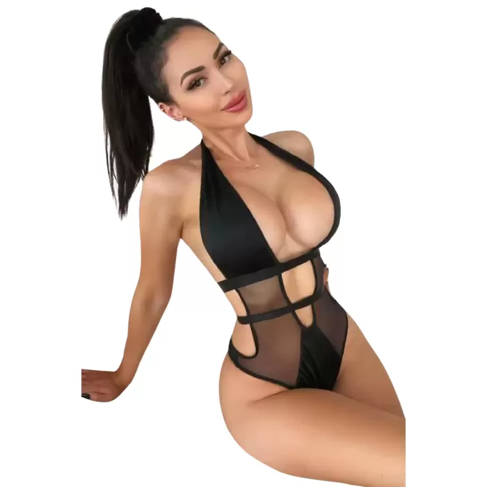 Kadın Babydoll Fantezi Harness Erotik Kıyafet 2087 Siyah - Turk