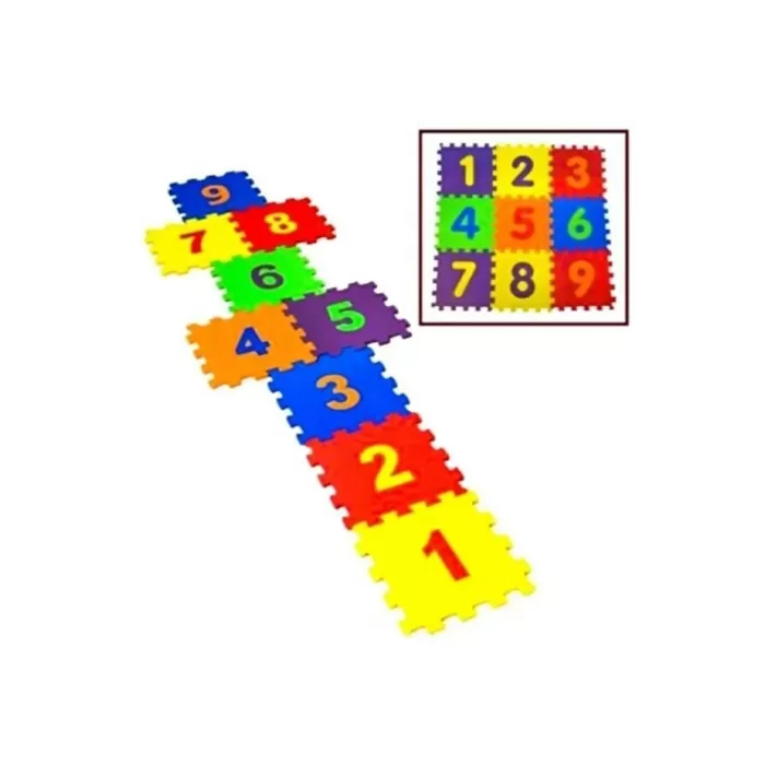 9 Parça Büyük Boy Rakamlı Sayılı Sünger Yapılı Oyun Karosu Yer Matı Puzzle Yapboz Turk-68803