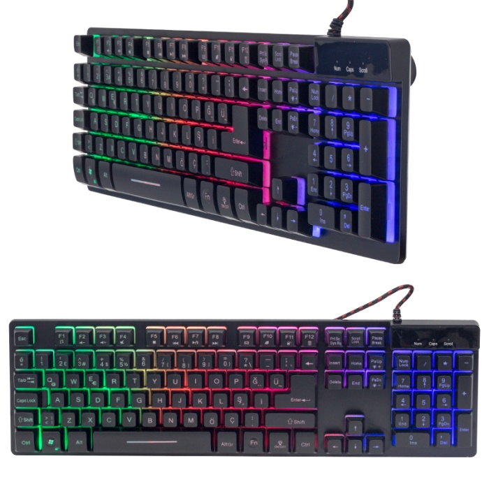 HELLO HL-18744 METAL KASA RGB IŞIKLI KABLOLU OYUNCU Q KLAVYE ZYG-800 (4767)