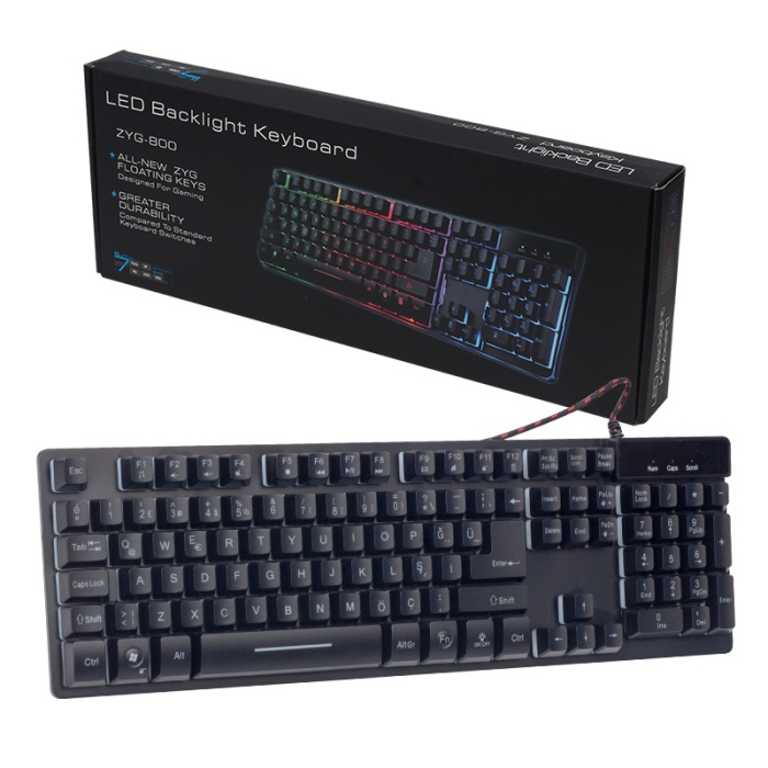 HELLO HL-18744 METAL KASA RGB IŞIKLI KABLOLU OYUNCU Q KLAVYE ZYG-800 (4767)