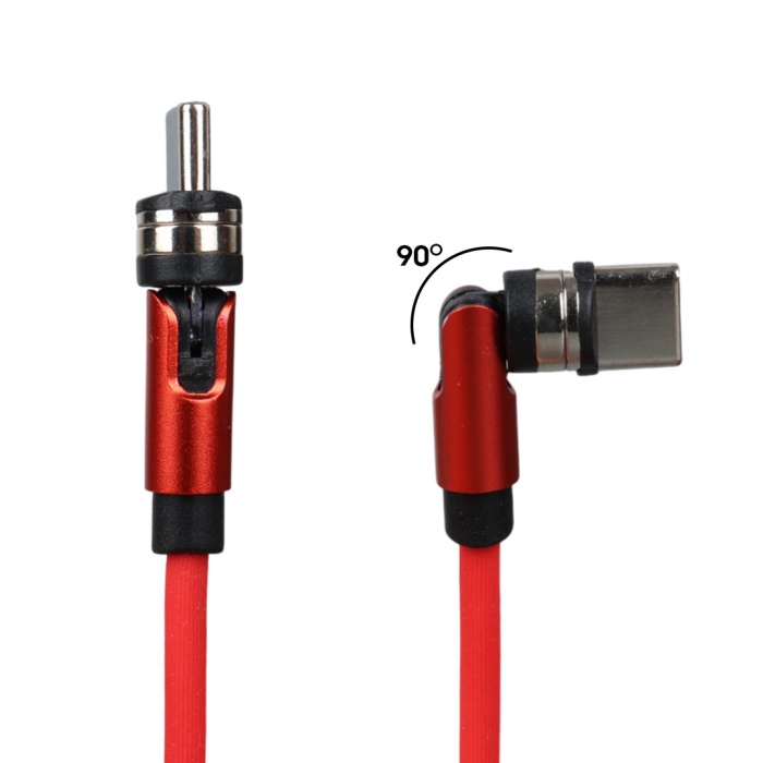 KIRMIZI 3İN1 (TYPE C- LİGHTNİNG- MİCRO USB) MANYETİK UÇ TAŞINABİLİR ŞARJ KABLOSU (4767)