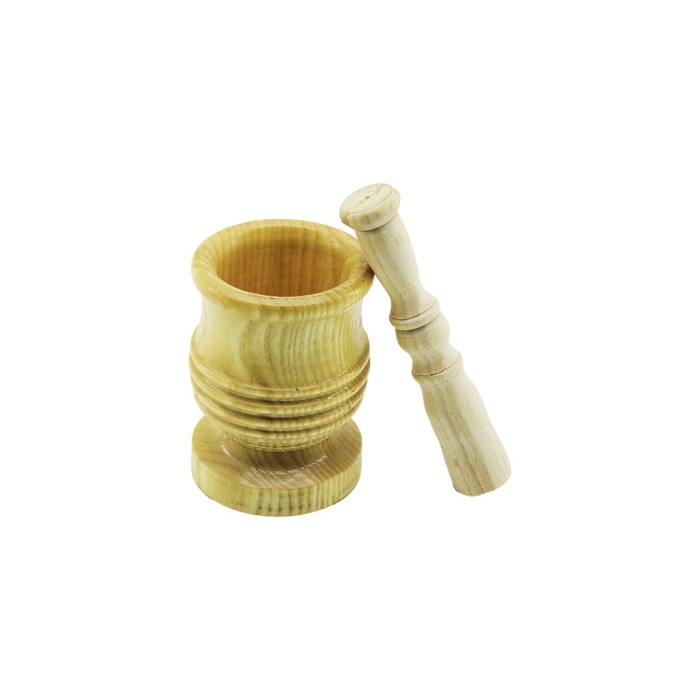 BÜYÜK BOY  LÜX AHŞAP HAVAN SARIMSAK DÖVECEK Ç: 8.3CM--D: 7CM--Y: 12CM FİLELİ AMBALAJ (4767)