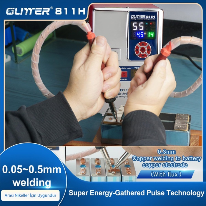 GLİTTER 811H ŞARJLI PİL PROFESYONEL BAKIR - NİKEL PUNTA KAYNAK MAKİNESİ 36KW/42KW 7000A (4767)