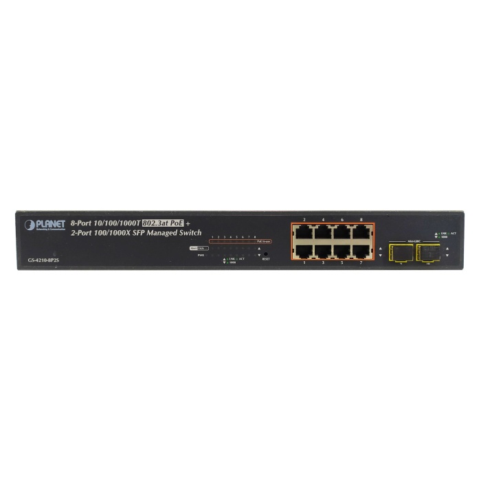 Planet 8-Port 10/100/1000T 802.3at PoE + 2-Port 100/1000X Sfp Yönetilebilir Switch