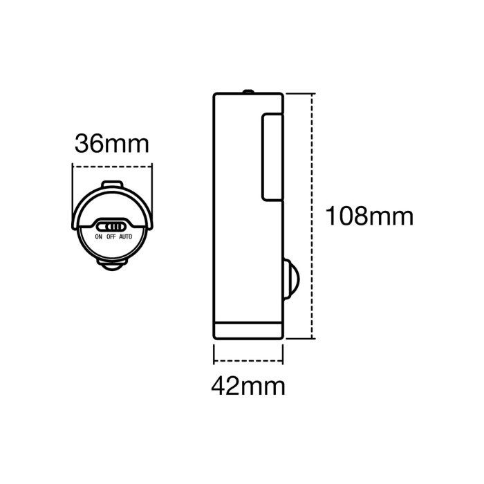 LED Pille Çalışan Lamba, Iç Mekan Uygulamaları Için Lamba, Hareket Sensörü, Gündüz Sensörü, Soğuk Beyaz, 36,0 mm x 42,0 mm x 108,0 Mm, Nıghtlux Torch