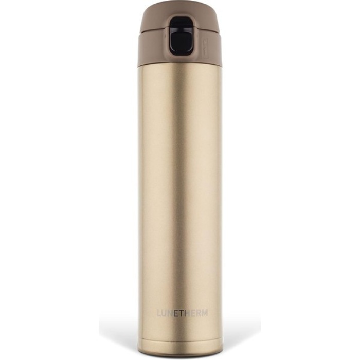 LNT7296 Sızdırmaz Kilitli Vakumlu Çıft Katmanlı Travel Mug Çelik Termos 520 ml Gold 10 Saat Sıcak / 18 Saat Soğuk