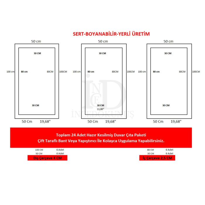 Boyanabilir Dekoratif 2,5 Ve 4 CM Duvar Çıtası