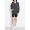 Kapşonlu Oversize Sweat Füme