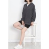 Kapşonlu Oversize Sweat Füme