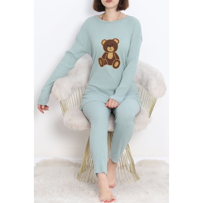 Nakışlı Pijama Takımı Mint3