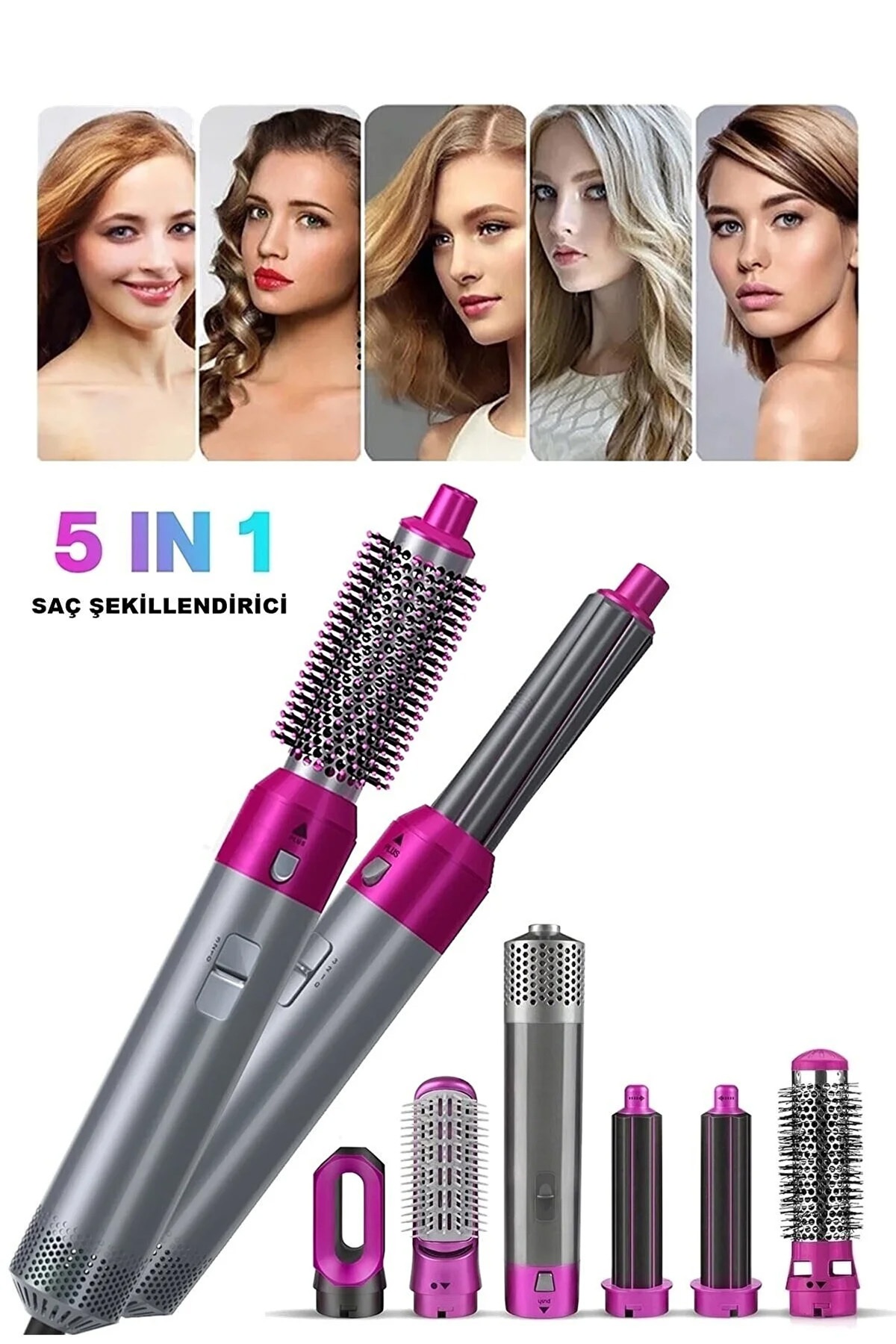 Hot Air Styler 5 in 1 Saç Düzleştirici Profesyonel Saç Şekillendirici Fırça Taraklı Kurutma Makinesi