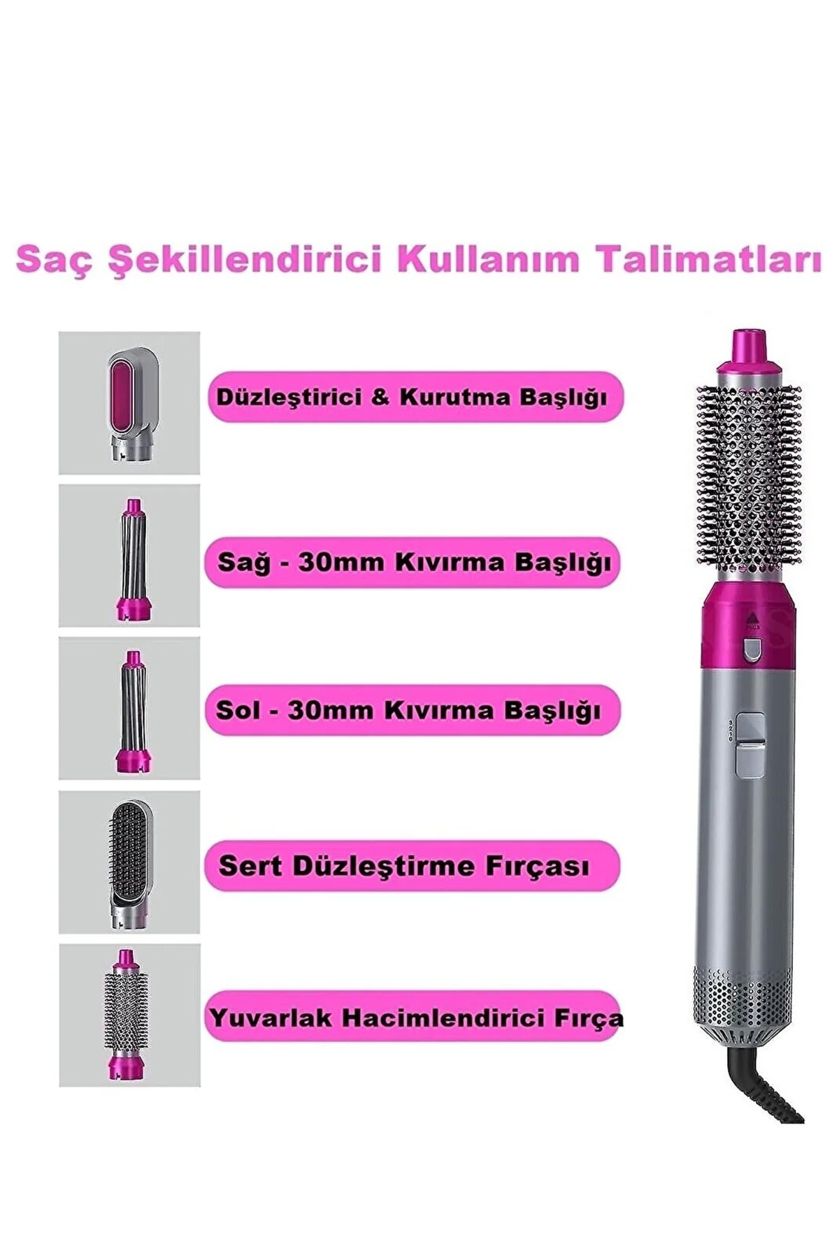 Hot Air Styler 5 in 1 Saç Düzleştirici Profesyonel Saç Şekillendirici Fırça Taraklı Kurutma Makinesi