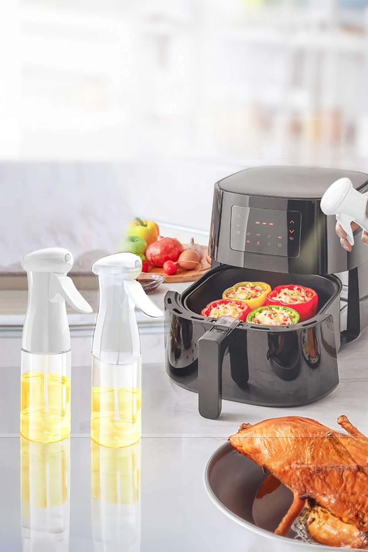 Çok Amaçlı Kolay Kullanımlı 220 Ml Yağdanlık Yeni Nesil Airfryer İçin Kullanılabilir Yağ Püskürtücü