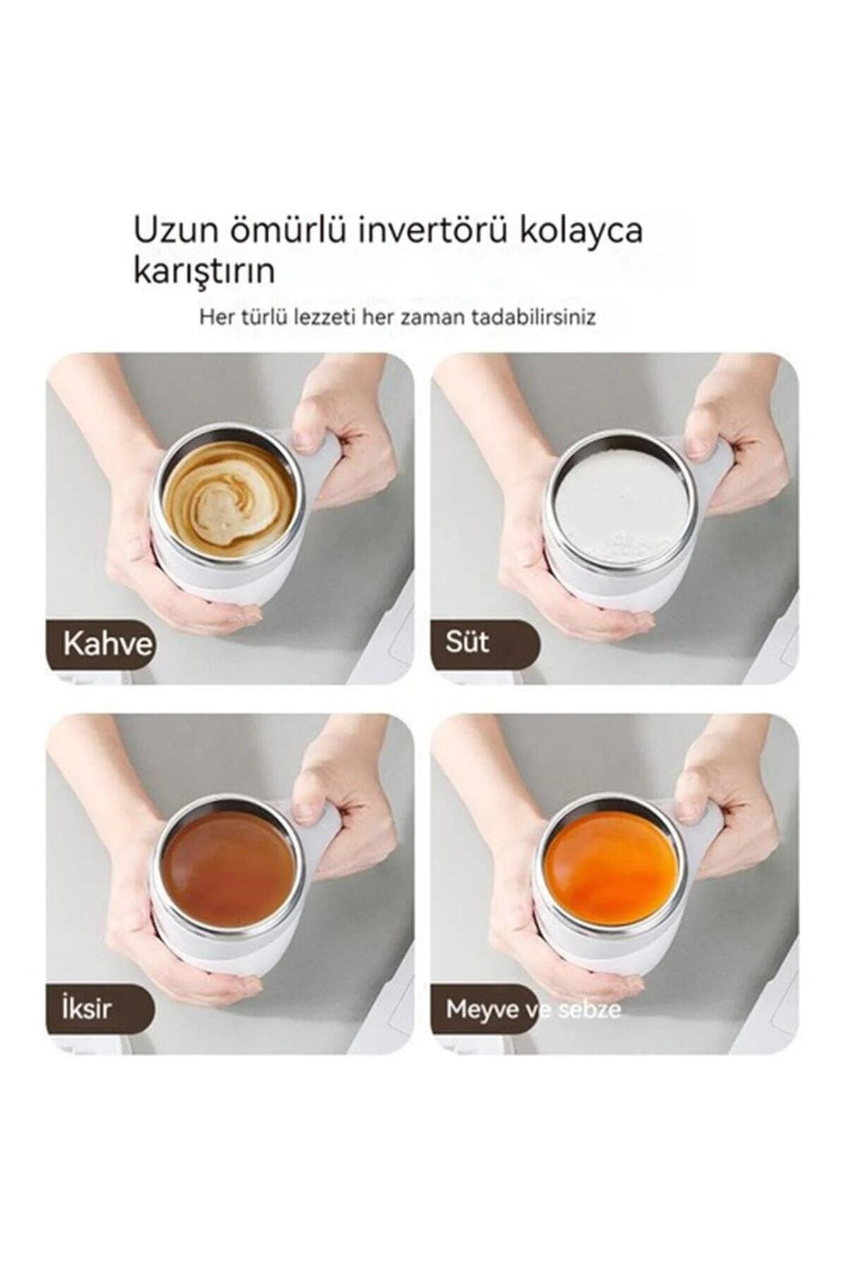 Pilli Yeni Nesil Kendi Kendini Karıştıran Mikser Kupa Termos Bardak 380 Ml