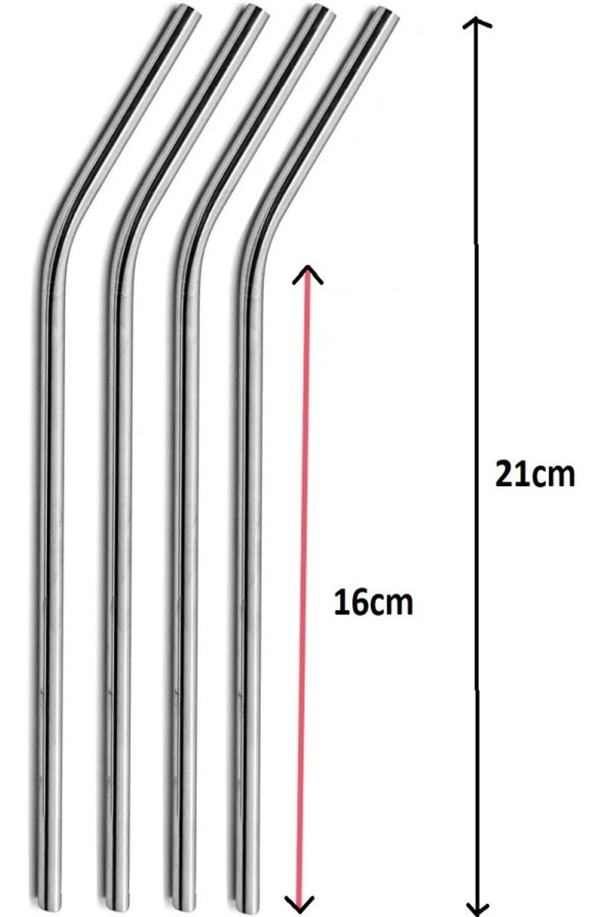 Metal Pipet 4 Adet Temizleme Fırçalı Çelik Pipeti 5 Parçalı Set