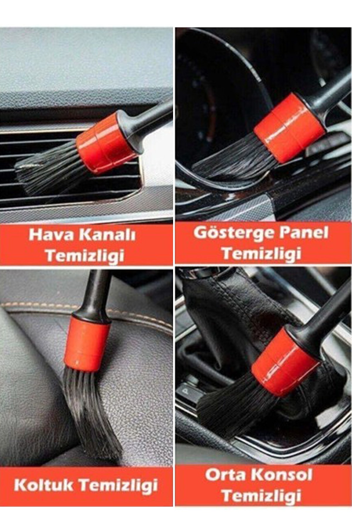 Detail Dash Brush Araba Iç Ve Dış Temizlik Fırça Seti 5 Adet Farklı Boyutlarda