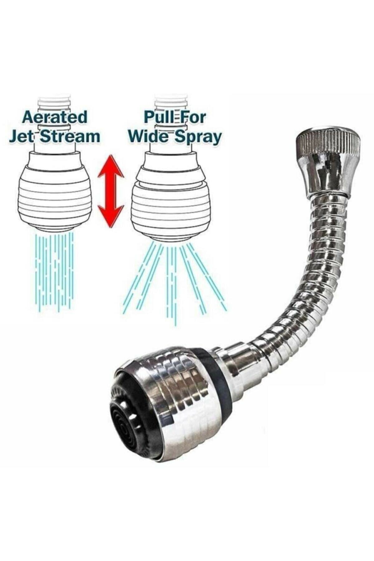 360 Derece Pratik Turbo Flex 2 Fonksiyonlu Esnek Musluk Başlığı Tak Kullan 1410