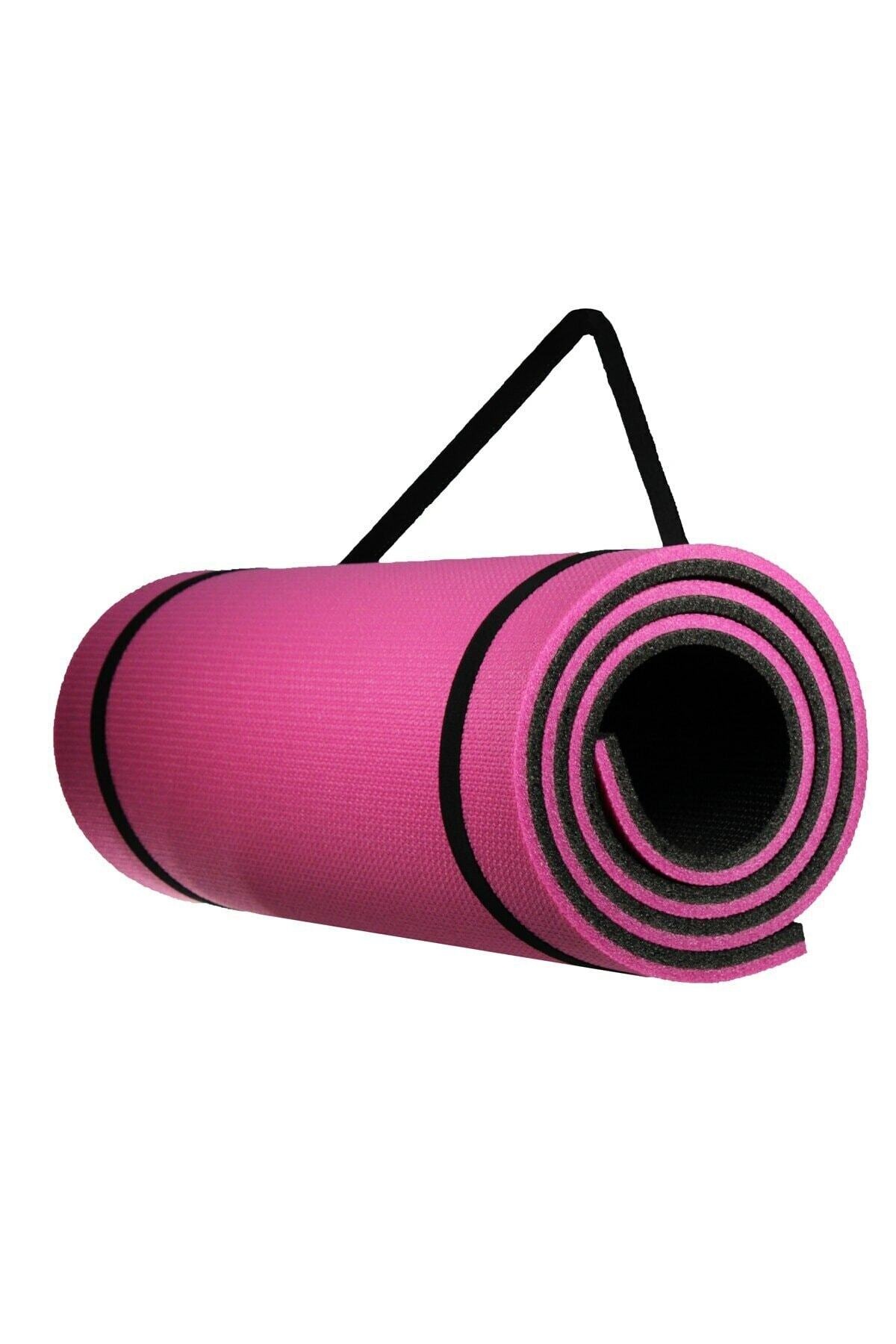 16 mm Pilates Kamp Matı Pembe Siyah 180 cm