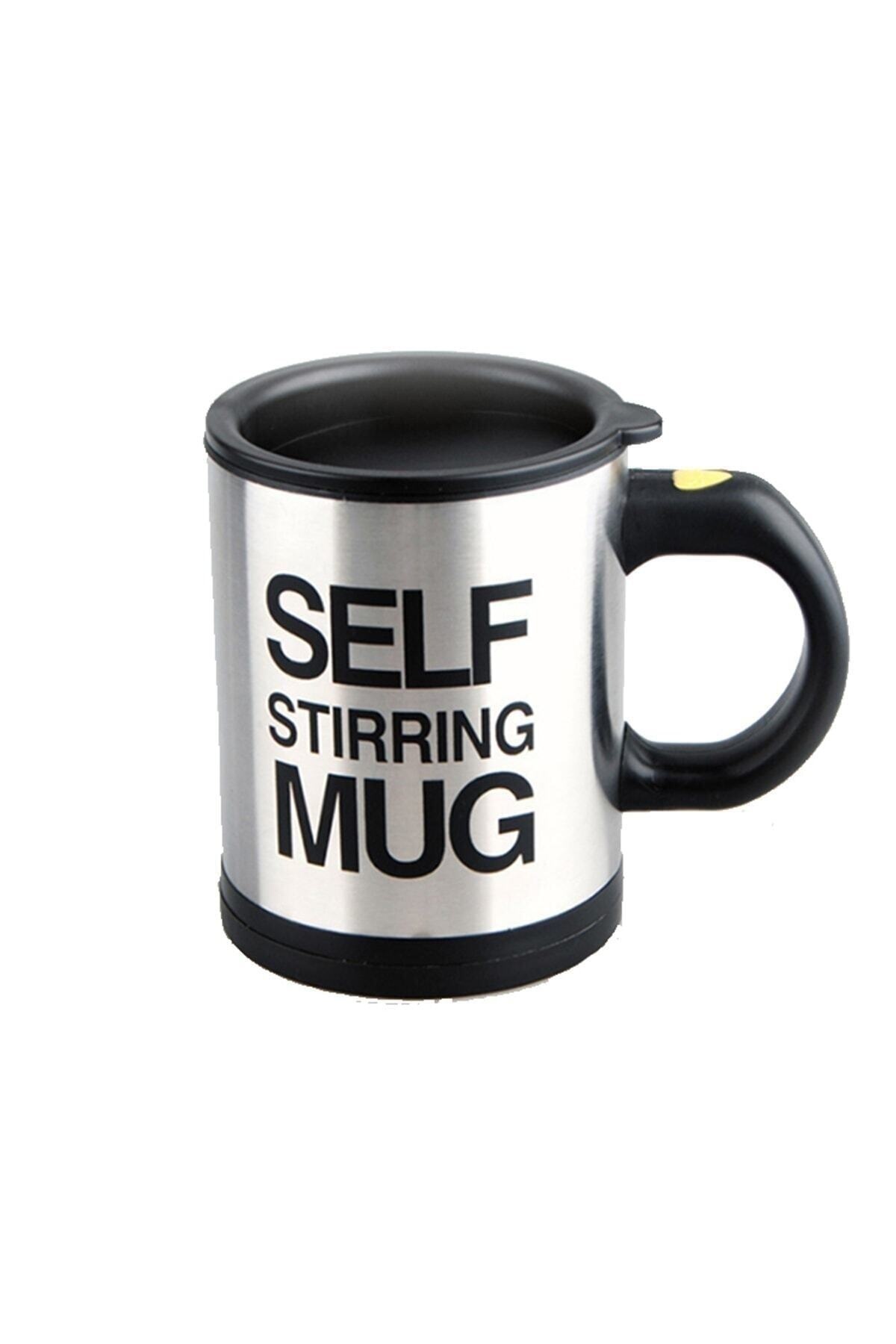 Yclshop Kendi Kendini Karıştıran Mikser Kupa Termos Bardak; Self Stirring Mug - Siyah