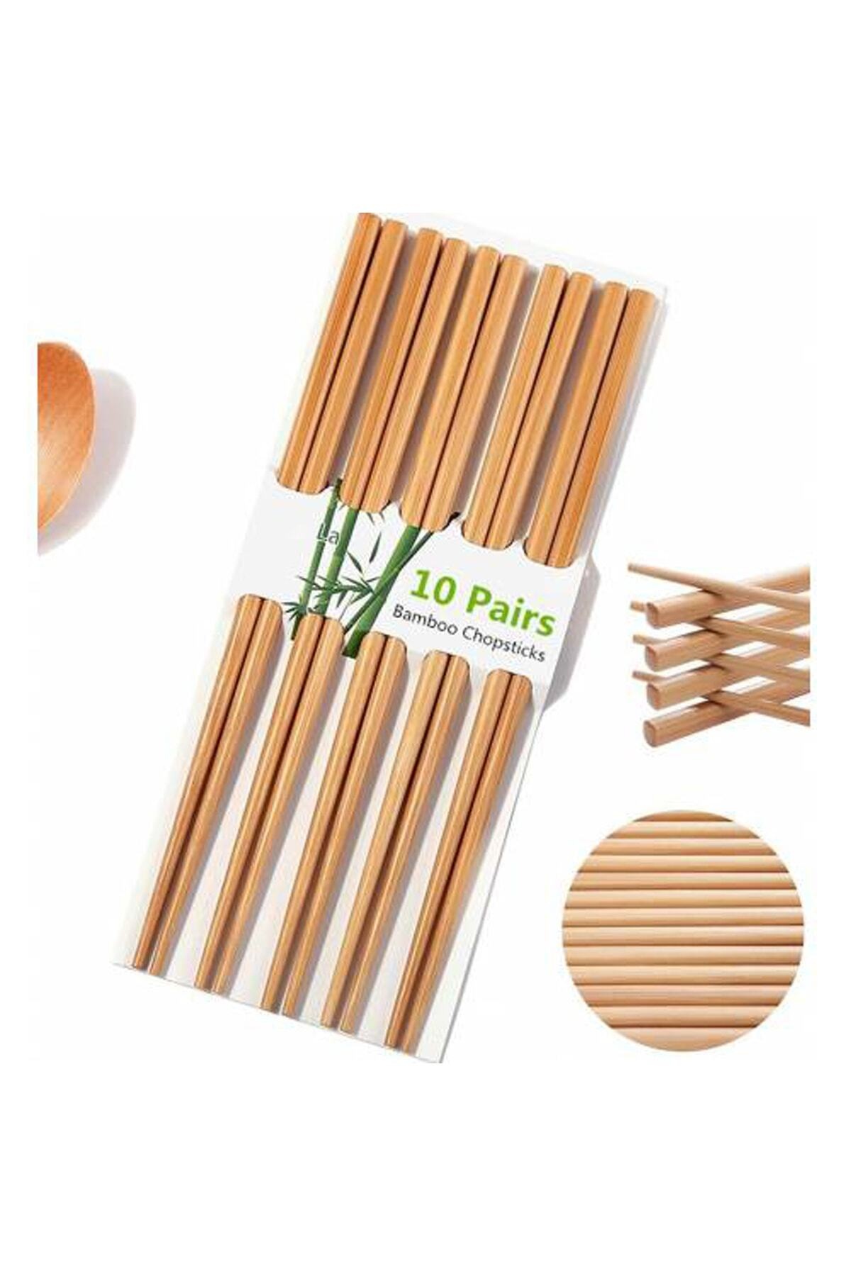 Chopsticks 1 Paket 10 Çift - Çin Yemeği Çubuğu - Bambu