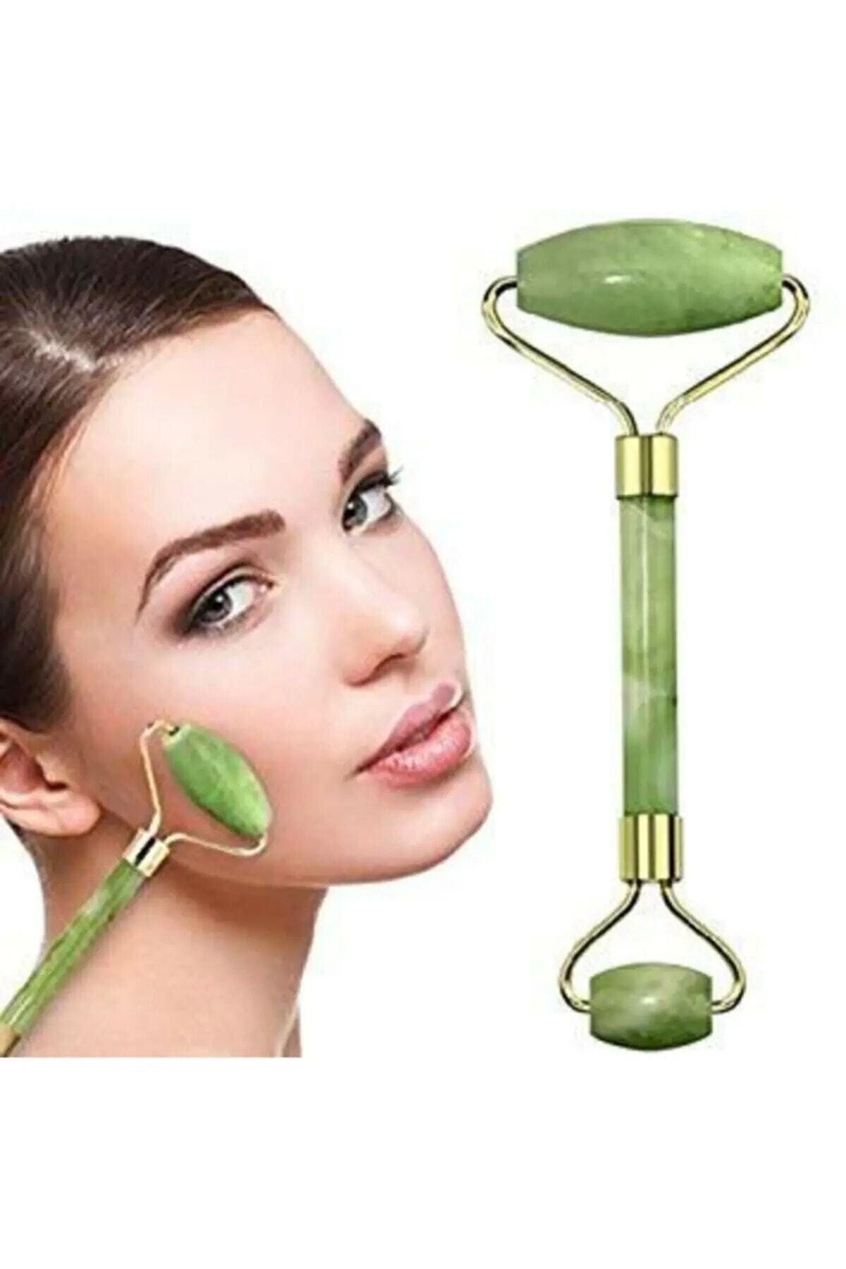 Yeşim Taşı Yüz Cilt Masaj Bakım Aleti Anti Aging Skin Jade Roller