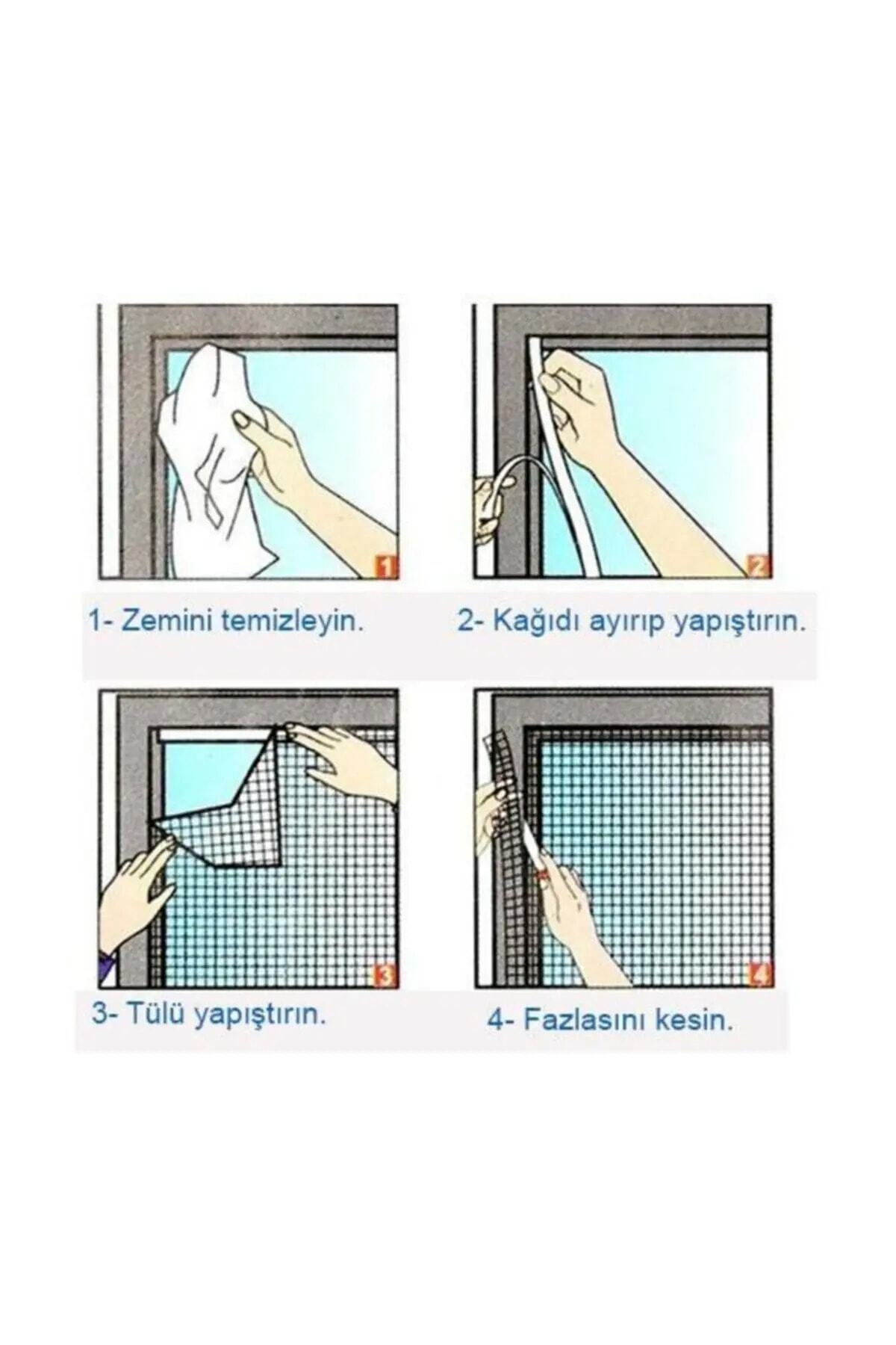 Kesilebilir Pencere Sinekliği Cırt Bantlı Yapışkanlı