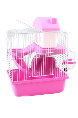 Oyun Alanlı Kaydıraklı Hamster Kafesi Hamster Bakım Evi Pembe 1450