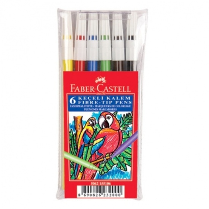 FABER CASTELL KEÇELİ KALEM YIKANABİLİR 6 RENK