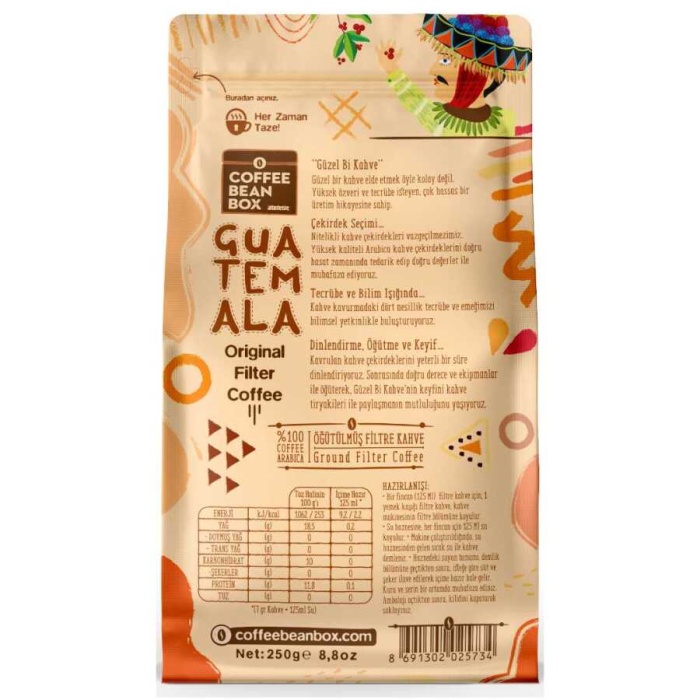 Filtre Kahve Guatemala Öğütülmüş Kahve 250 Gr 6 Paket