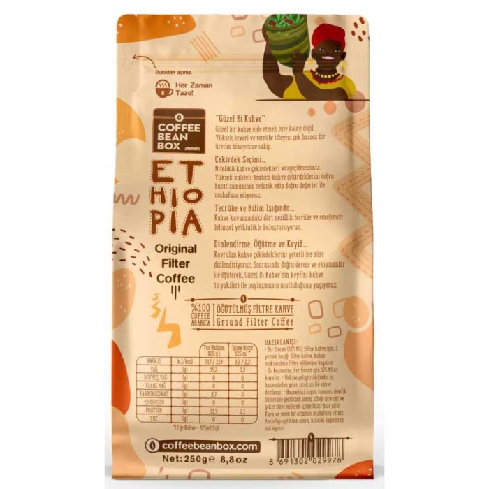 Filtre Kahve Ethiopia Öğütülmüş Kahve 250 Gr