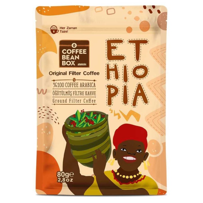 Filtre Kahve Ethiopia Öğütülmüş Kahve 80 Gr 10 Paket