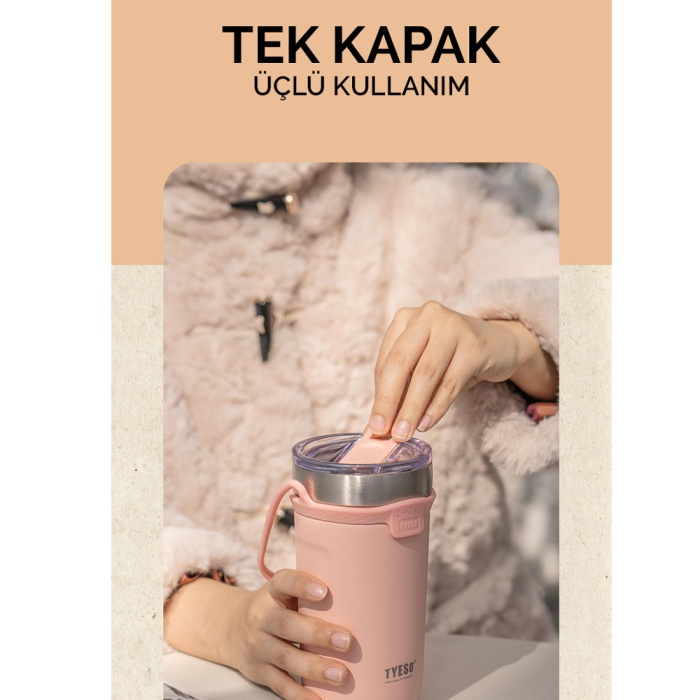 Tyeso SoulMate Tumbler Vakumlu Paslanmaz Çelik Silikon Askı 550 ML Mor