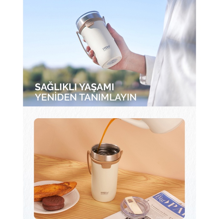 Tyeso SoulMate Tumbler Vakumlu Paslanmaz Çelik Silikon Askı 710 ML Beyaz