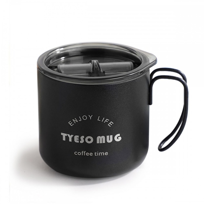 Tyeso Fiery Mug Vakumlu Paslanmaz Çelik Termal Kapaklı 350ML Siyah