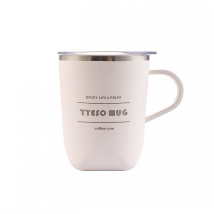 Tyeso Cubic Mug Vakumlu Paslanmaz Çelik Termal Kapaklı 300ML Beyaz