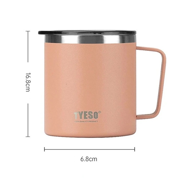 Tyeso Silviya Mug Vakumlu Paslanmaz Çift Duvarlı Termal Kapaklı 400ML Siyah