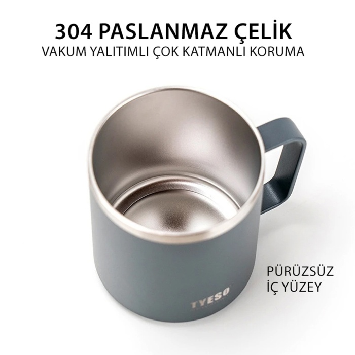 Tyeso Silviya Mug Vakumlu Paslanmaz Çift Duvarlı Termal Kapaklı 400ML Yeşil