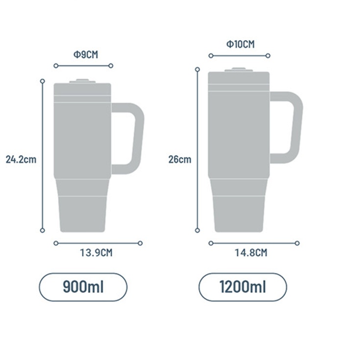 Tyeso QQ Termos Sızdırmaz Pipetli Çift Duvarlı Vakumlu 900ML Turuncu