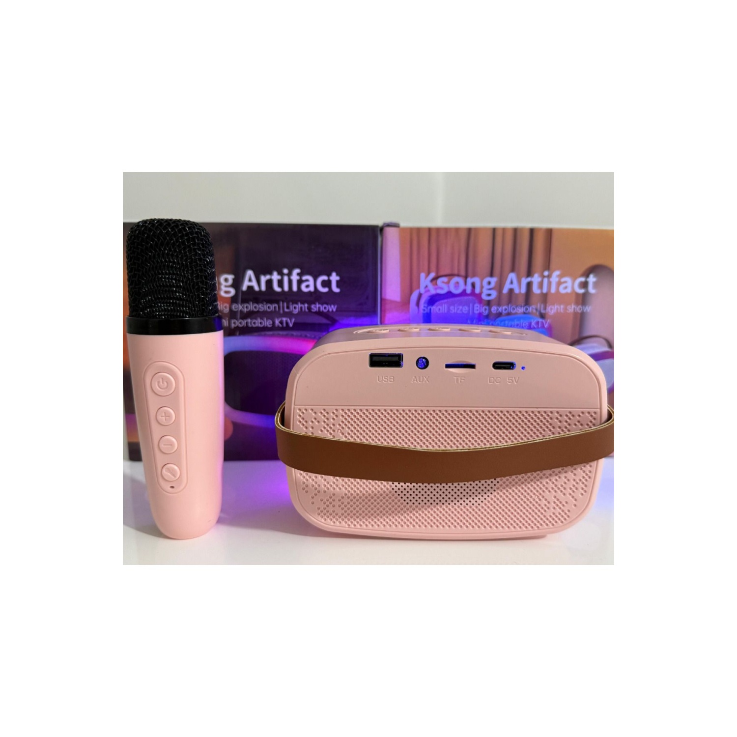 XM66 Mini Karaoke Speaker Taşınabilir Bluetooth Hoparlör Mikrofon Seti Sd,usb,rgb Işıklı Ses Bombası