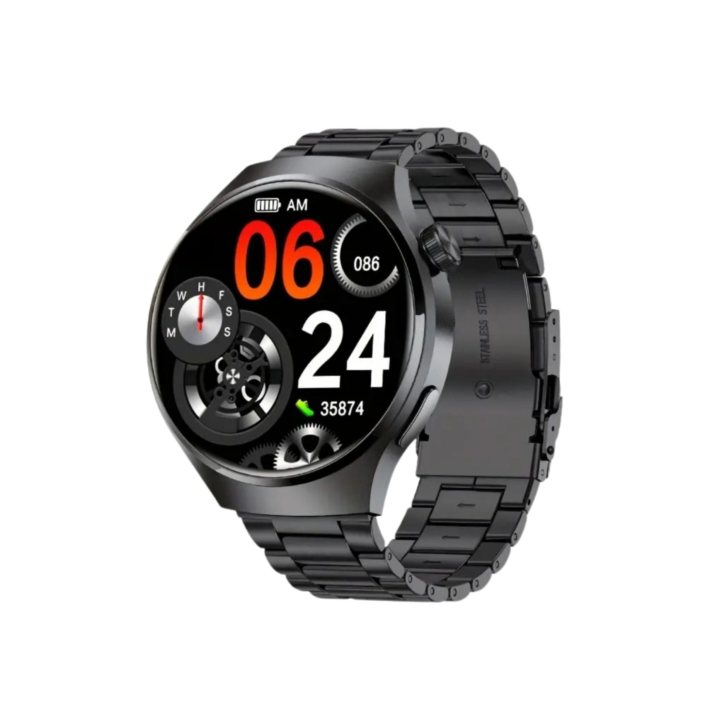 Watch 4 Pro HW16 MAX Siyah 46mm Klasik Erkek Akıllı Saat – AMOLED Ekran Sesli Görüşme iPhone Android -Huawei Uyumlu Howear