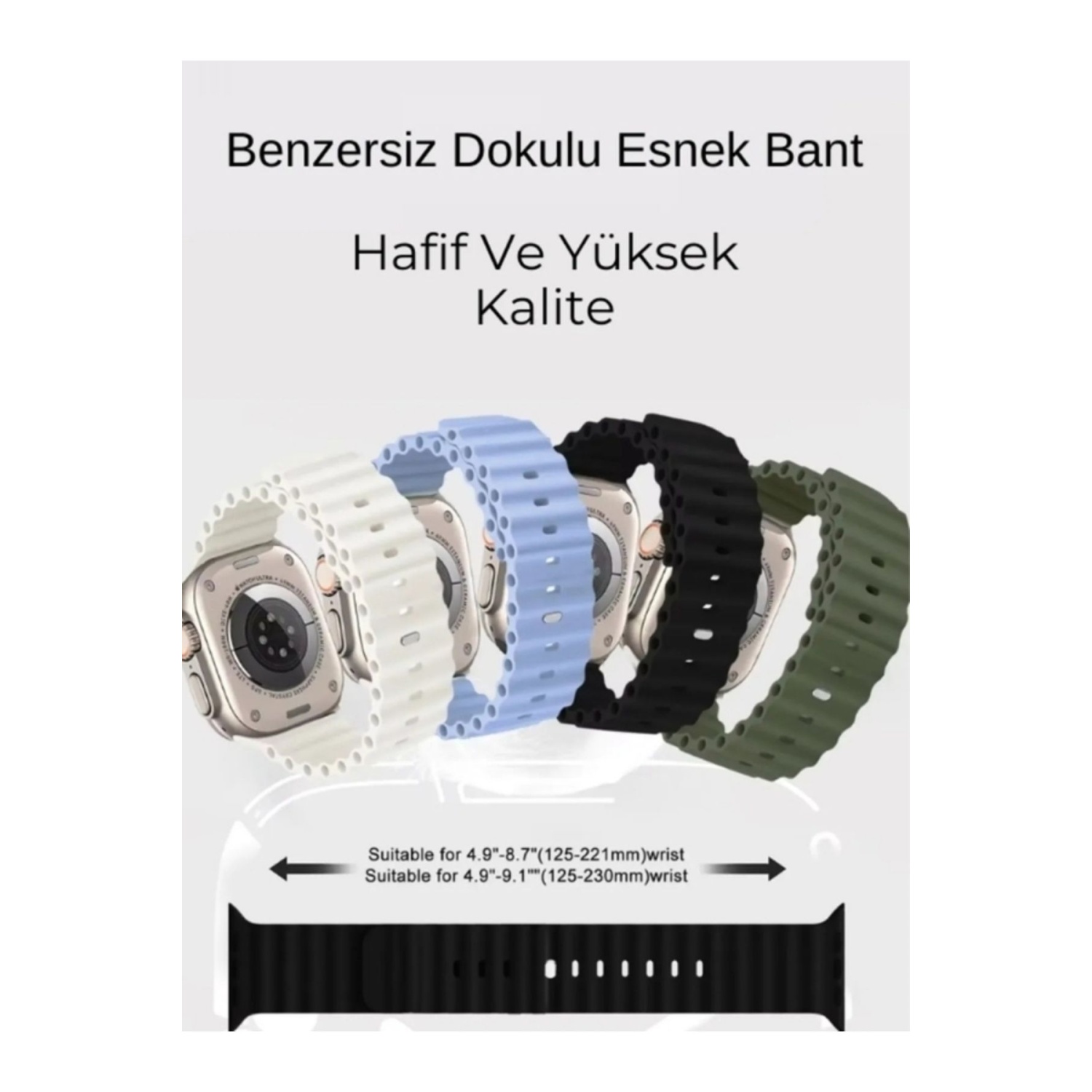 Ocean Loop Beyaz Silikon Kordon 42,44,45,49mm Watch Uyumlu 7,8,9,10,ultra Akıllı Saat Kordonu