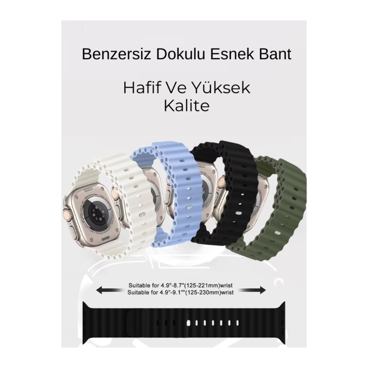 Ocean Loop Kırmızı Silikon Kordon 42,44,45,49mm Apple Watch Uyumlu 7,8,9,10,ultra Akıllı Saat Kordon