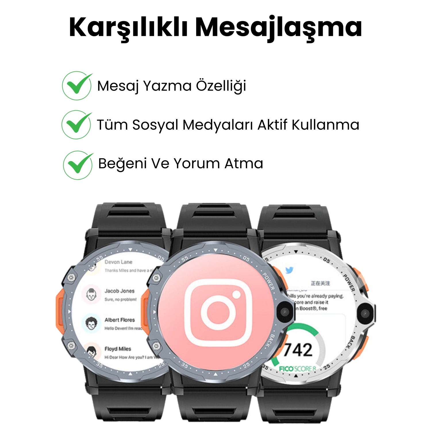 Watch PG 4G LTE Yuvarlak Akıllı Saat 16GB SIM Kartlı Kameralı WiFi Çocuk Huawei iPhone Uyumlu 8 9 10