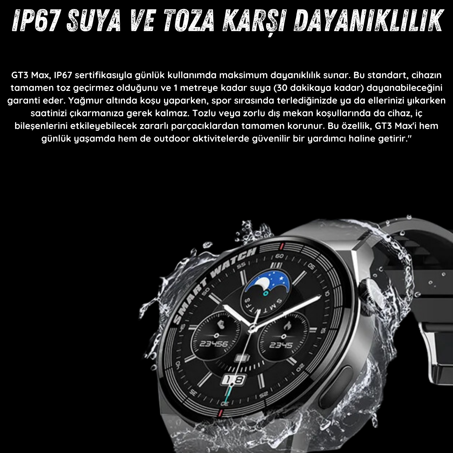 Yeni Spor Watch GT3 MAX Siyah Akıllı Saat 1.45 İnç 46mm NFC/Sesli Arama Huawei iPhone Uyumlu 8,9,10