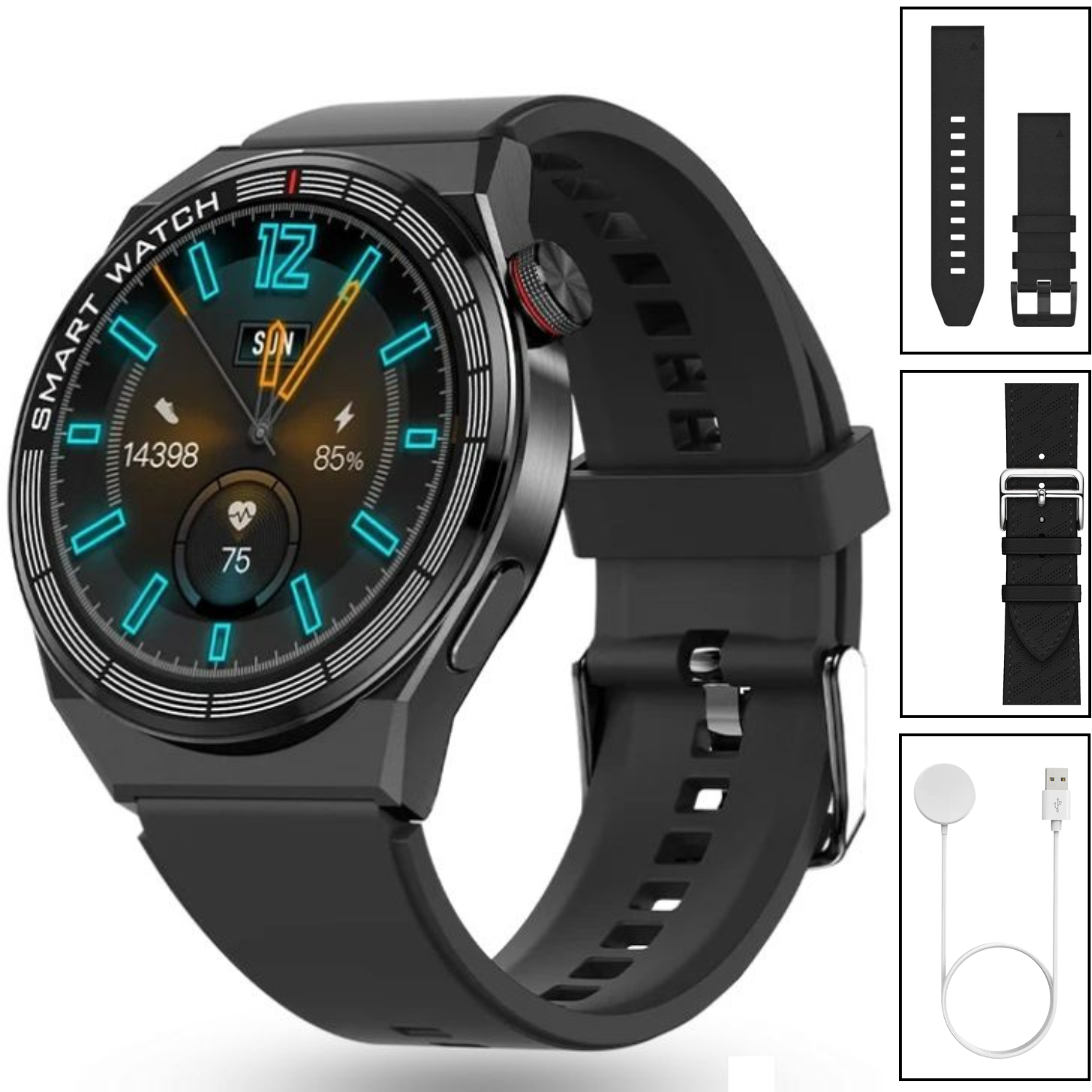 Yeni Spor Watch GT3 MAX Siyah Akıllı Saat 1.45 İnç 46mm NFC/Sesli Arama Huawei iPhone Uyumlu 8,9,10