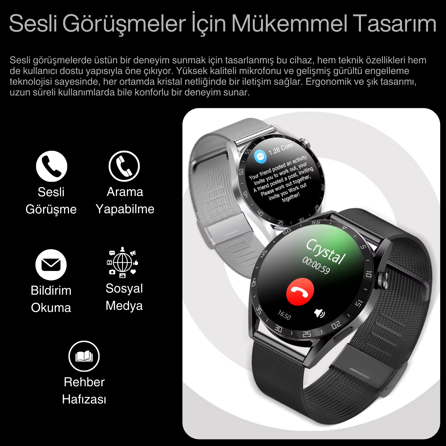 Watch GT3 PRO Erkek Akıllı Saat, Klasik AMOLED Sesli Görüşme,NFC Android iPhone Huawei Uyumlu 8,9,10