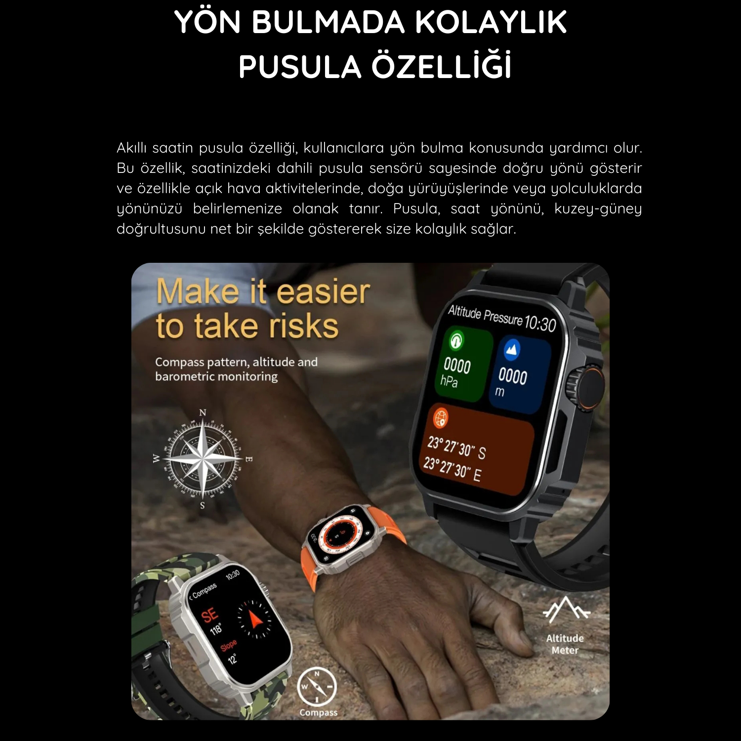 Watch Ultra TW11 Gümüş AMOLED Ekranlı Akıllı Saat, Su Geçirmez GPS NFC iPhone & Huawei Uyumlu 8,9,10